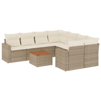 Set Divano da Giardino 9 pz con Cuscini Beige in Polyrattan 3256380