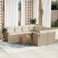 Set Divano da Giardino 9 pz con Cuscini Beige in Polyrattan 3256380