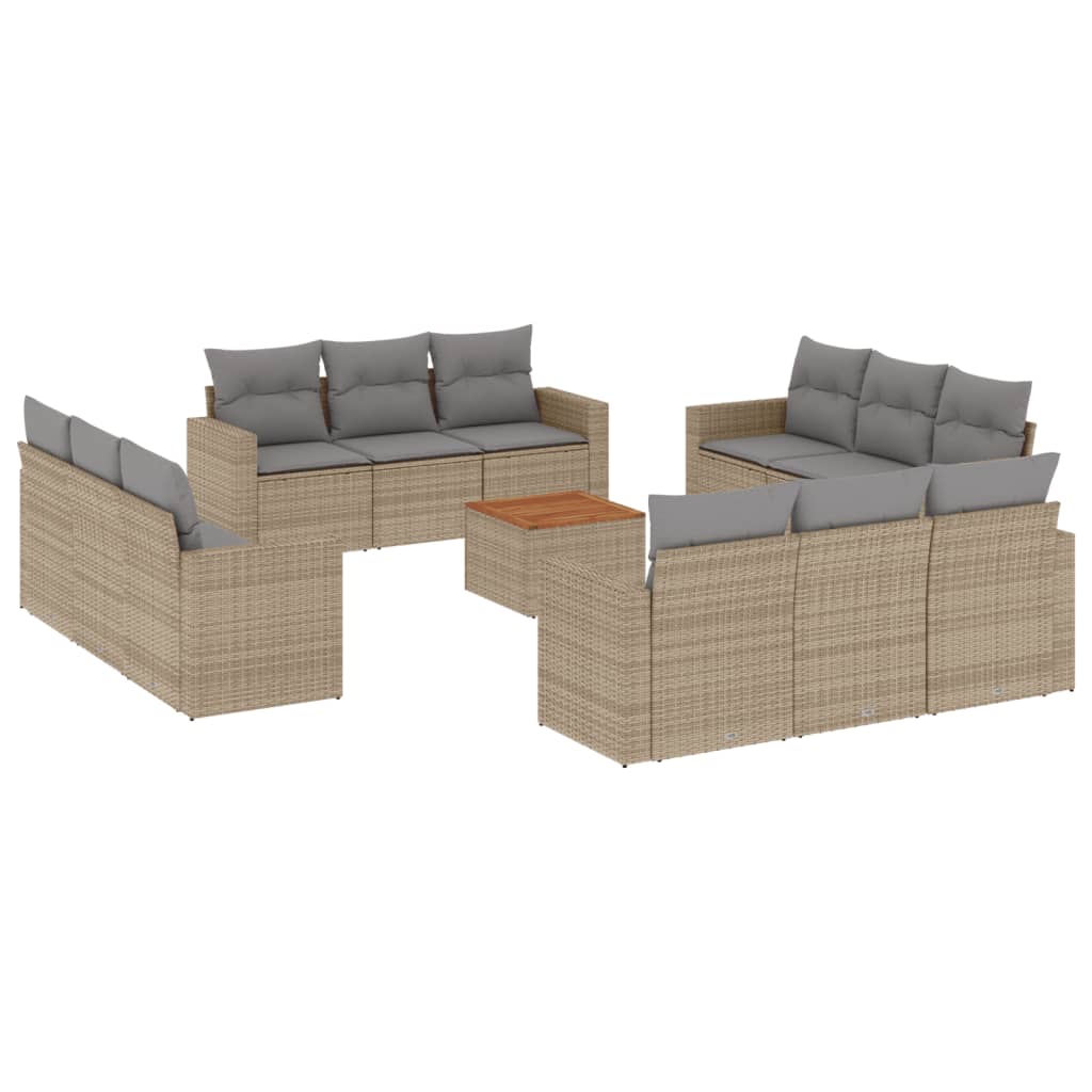 Set Divano da Giardino 13 pz con Cuscini Beige Misto Polyrattancod mxl 90493