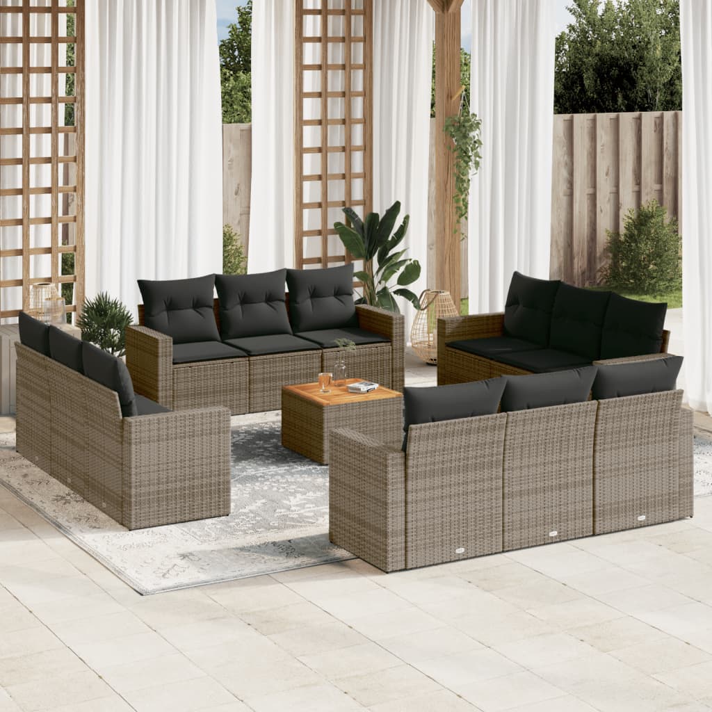 Set Divani da Giardino 13 pz con Cuscini Grigio in Polyrattancod mxl 116893