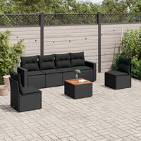 Set Divani da Giardino con Cuscini 7pz Nero Polyrattan 3256398