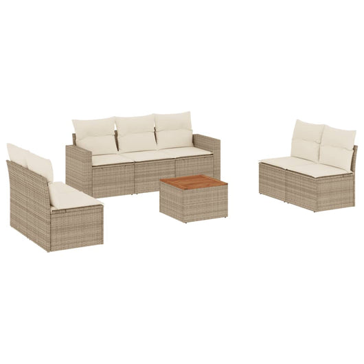 Set Divano da Giardino 8 pz con Cuscini Beige in Polyrattan 3256408