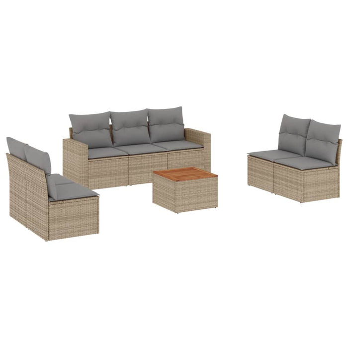 Set Divano da Giardino 8 pz con Cuscini Beige Misto Polyrattan 3256409