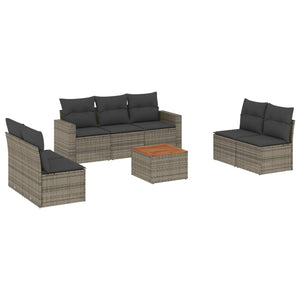 Set Divano da Giardino 8 pz con Cuscini Grigio in Polyrattan 3256410