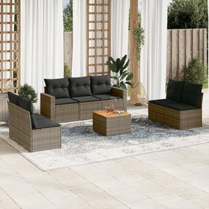 Set Divano da Giardino 8 pz con Cuscini Grigio in Polyrattan 3256410