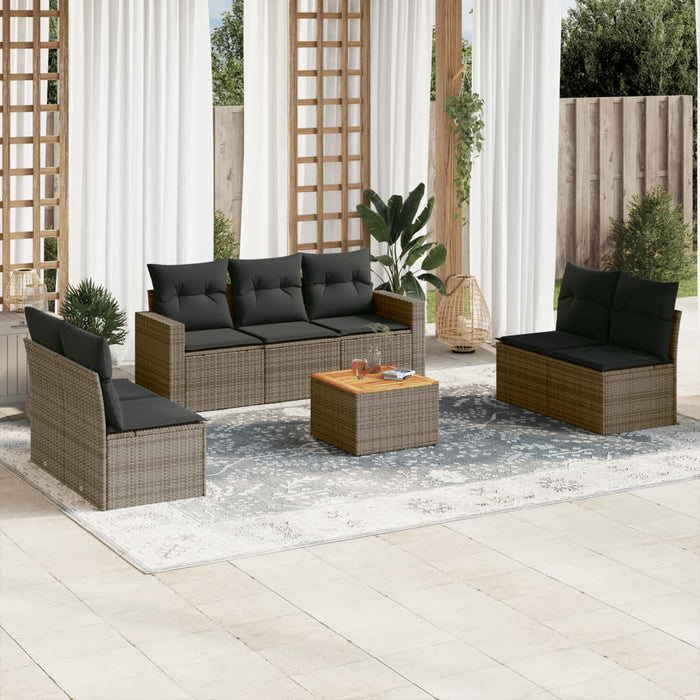 Set Divano da Giardino 8 pz con Cuscini Grigio in Polyrattancod mxl 113891