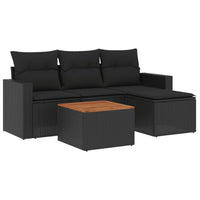 Set Divani da Giardino 5 pz con Cuscini in Polyrattan Nero 3256419