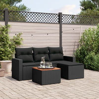 Set Divani da Giardino 5 pz con Cuscini in Polyrattan Nero 3256419