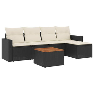 Set Divano da Giardino 6 pz con Cuscini Nero in Polyrattancod mxl 115567