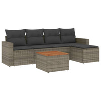 Set Divano da Giardino 6 pz con Cuscini Grigio in Polyrattancod mxl 113145