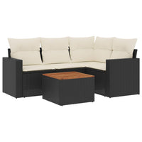 Set Divani da Giardino 5 pz con Cuscini in Polyrattan Nero 3256434