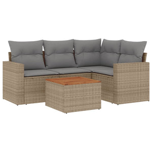 Set Divano da Giardino 5 pz con Cuscini Beige Misto Polyrattan 3256437