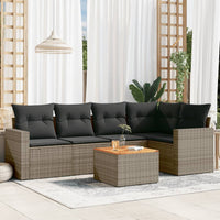 Set Divano da Giardino 6 pz con Cuscini Grigio in Polyrattan 3256445