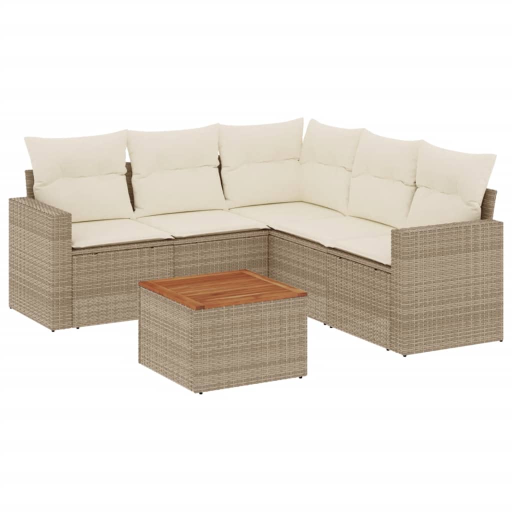 Set Divano da Giardino 6 pz con Cuscini Beige in Polyrattancod mxl 113147