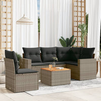 Set Divano da Giardino 6 pz con Cuscini Grigio in Polyrattan 3256459