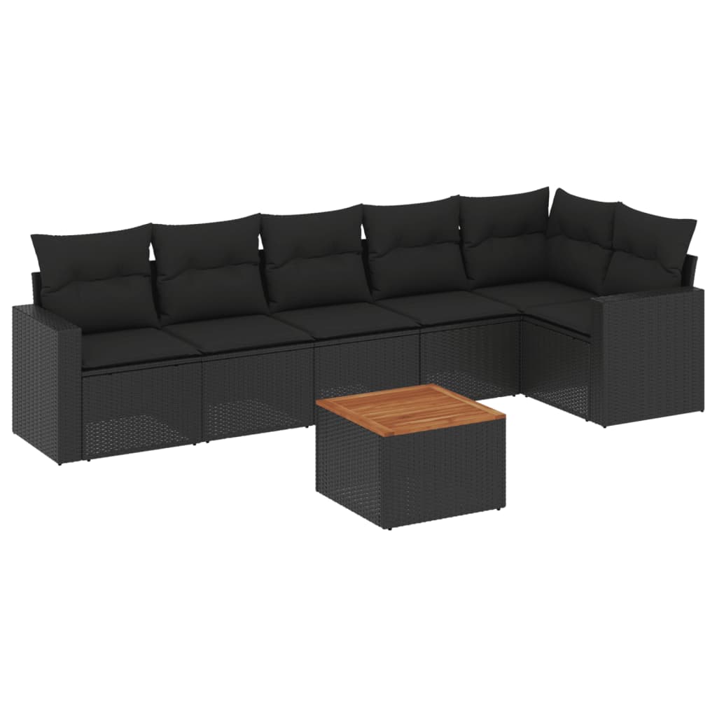 Set Divani da Giardino con Cuscini 7pz Nero Polyrattan 3256461