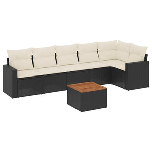 Set Divani da Giardino con Cuscini 7pz Nero Polyrattan 3256462