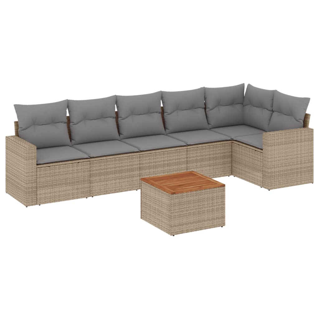 Set Divano da Giardino 7 pz con Cuscini Beige Misto Polyrattancod mxl 113148