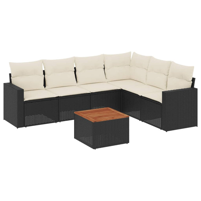 Set Divani da Giardino con Cuscini 7pz Nero Polyrattan 3256469