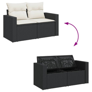 Set Divani da Giardino 9 pz con Cuscini Nero in Polyrattan 3256490