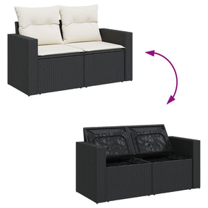 Set Divani da Giardino 11 pz con Cuscini in Polyrattan Nero 3256525