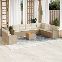 Set Divani da Giardino 11 pz con Cuscini Beige in Polyrattan 3256527