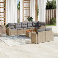 Set Divano da Giardino 9 pz con Cuscini Beige Misto Polyrattan 3256542