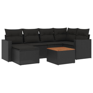 Set Divani da Giardino con Cuscini 7pz Nero Polyrattan 3256552