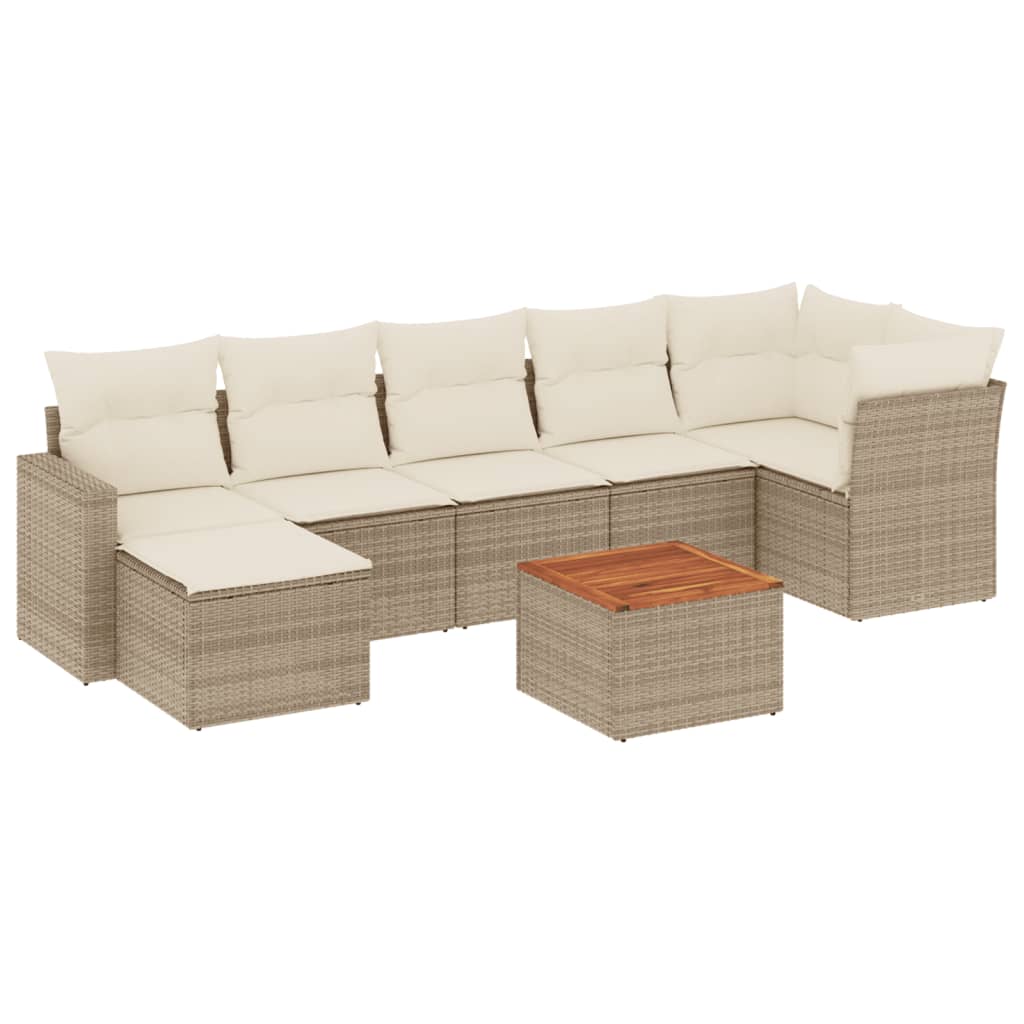 Set Divano da Giardino 8 pz con Cuscini Beige in Polyrattan 3256562