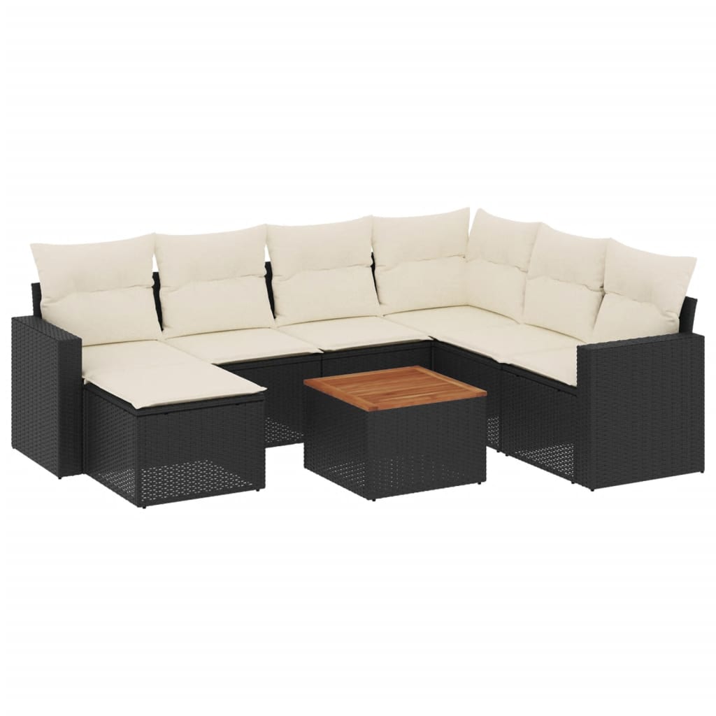 Set Divani da Giardino con Cuscini 8 pz Nero in Polyrattan 3256567