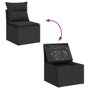 Set Divani da Giardino con Cuscini 7pz Nero Polyrattan 3256573