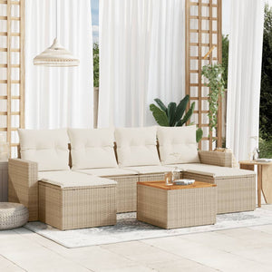 Set Divani da Giardino 7 pz con Cuscini Beige in Polyrattancod mxl 113152