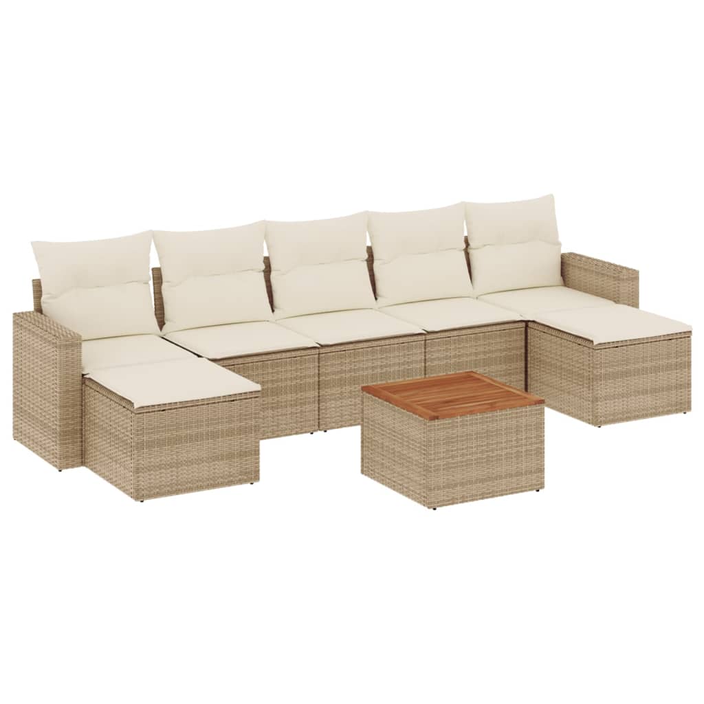 Set Divano da Giardino 8 pz con Cuscini Beige in Polyrattancod mxl 116629