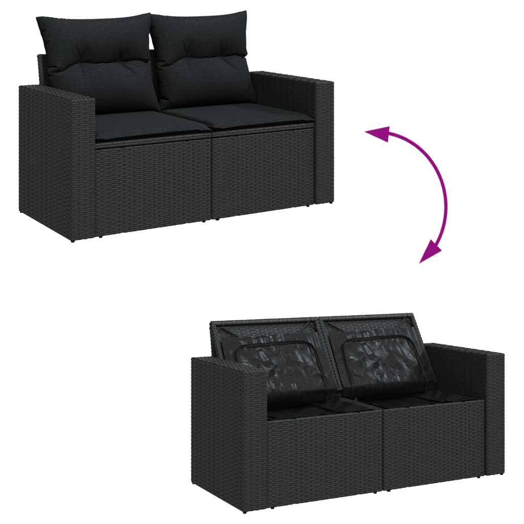 Set Divani da Giardino 10pz con Cuscini in Polyrattan Nero 3256587