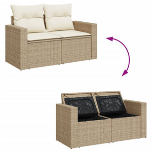 Set Divano da Giardino 10 pz con Cuscini Beige in Polyrattan 3256590