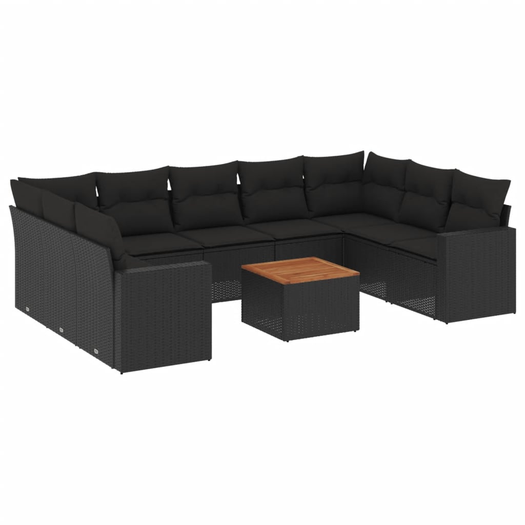 Set Divani da Giardino 10pz con Cuscini in Polyrattan Nerocod mxl 91145