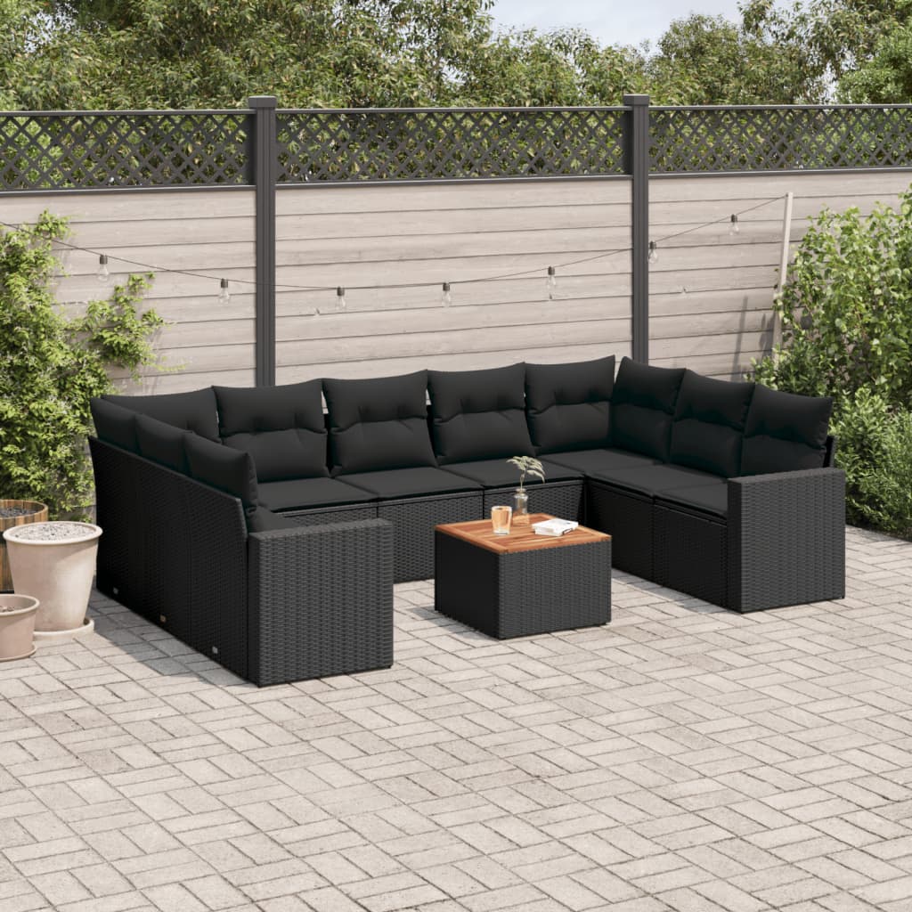 Set Divani da Giardino 10pz con Cuscini in Polyrattan Nerocod mxl 91145