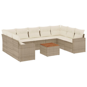 Set Divano da Giardino 10 pz con Cuscini Beige in Polyrattancod mxl 113151