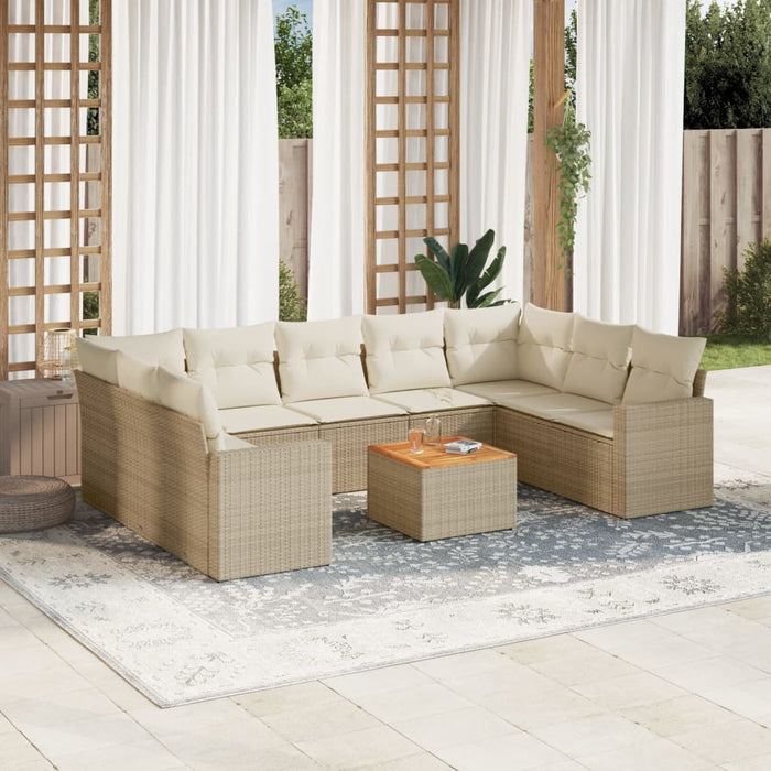 Set Divano da Giardino 10 pz con Cuscini Beige in Polyrattancod mxl 113151