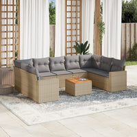 Set Divano da Giardino 10 pz con Cuscini Beige Misto Polyrattan 3256598