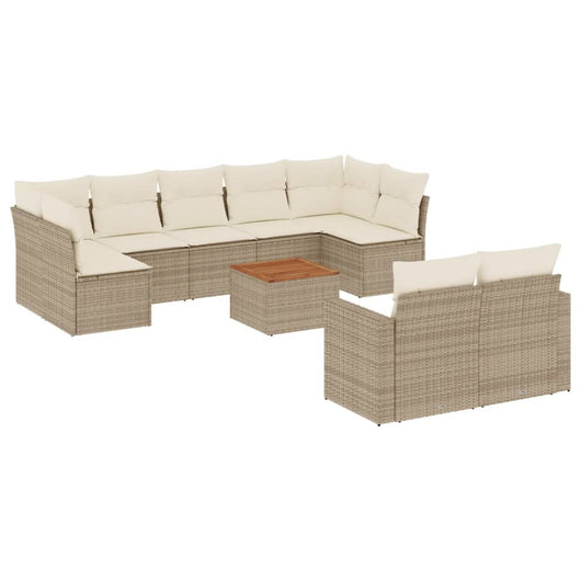 Set Divano da Giardino 10 pz con Cuscini Beige in Polyrattancod mxl 89162