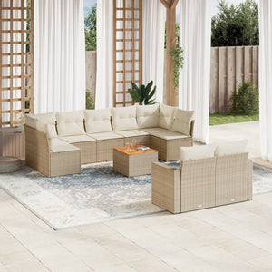 Set Divano da Giardino 10 pz con Cuscini Beige in Polyrattancod mxl 89162