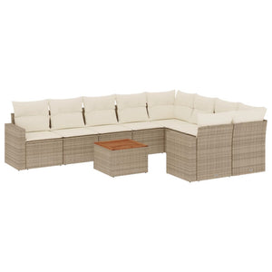 Set Divano da Giardino 10 pz con Cuscini Beige in Polyrattancod mxl 114508