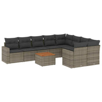 Set Divano da Giardino 10 pz con Cuscini Grigio in Polyrattan 3256613