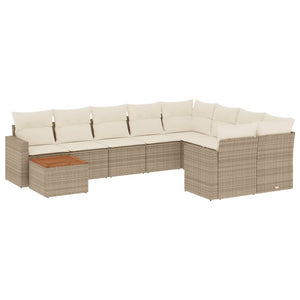 Set Divano da Giardino 10 pz con Cuscini Beige in Polyrattancod mxl 113150