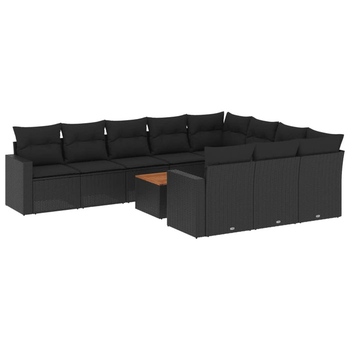 Set Divani da Giardino 11 pz con Cuscini in Polyrattan Nero 3256629