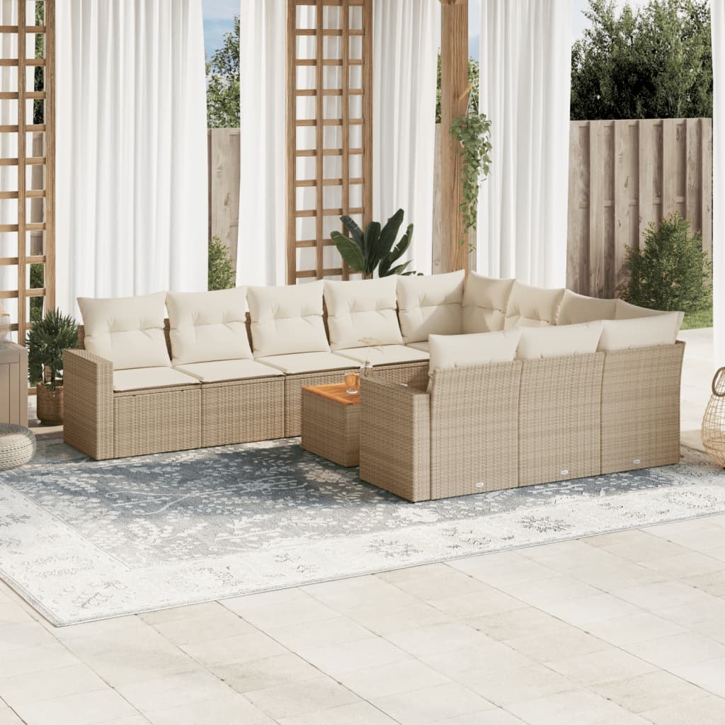 Set Divani da Giardino 11 pz con Cuscini Beige in Polyrattancod mxl 113656