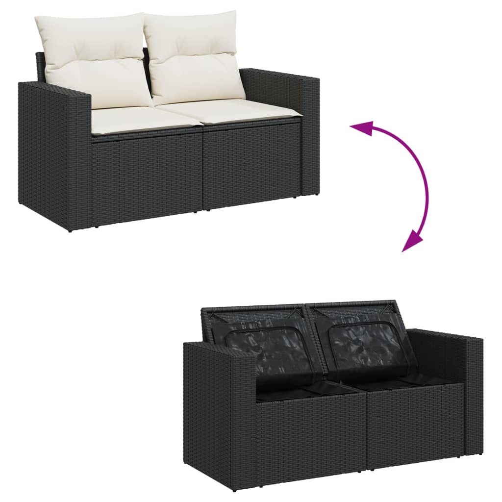 Set Divani da Giardino 11 pz con Cuscini in Polyrattan Nero 3256637