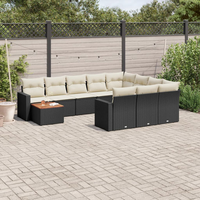 Set Divani da Giardino 11 pz con Cuscini in Polyrattan Nero 3256637