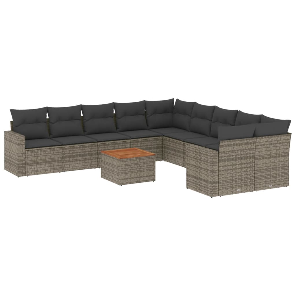 Set Divani da Giardino 11 pz con Cuscini in Polyrattan Grigio 3256648